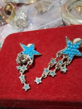 Vintage Turquoise Star Dangle Earrings - Women Jewelry